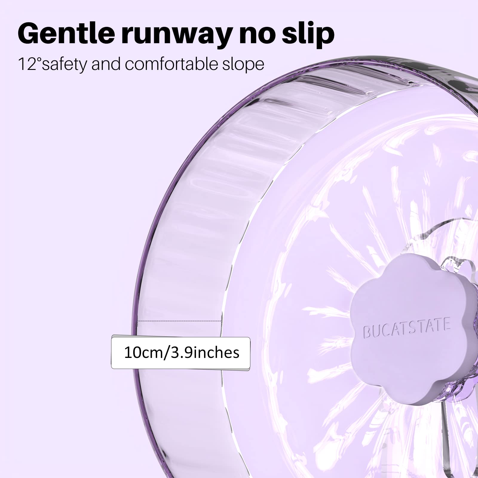 BUCATSTATE Hamster Wheel Super-Silent 10.2" with Adjustable Base Dual-Bearing Exercise Wheel Quiet Spinning Running Wheel for Dwarf Syrian Hamster Gerbils and Other Small Animals (Purple)