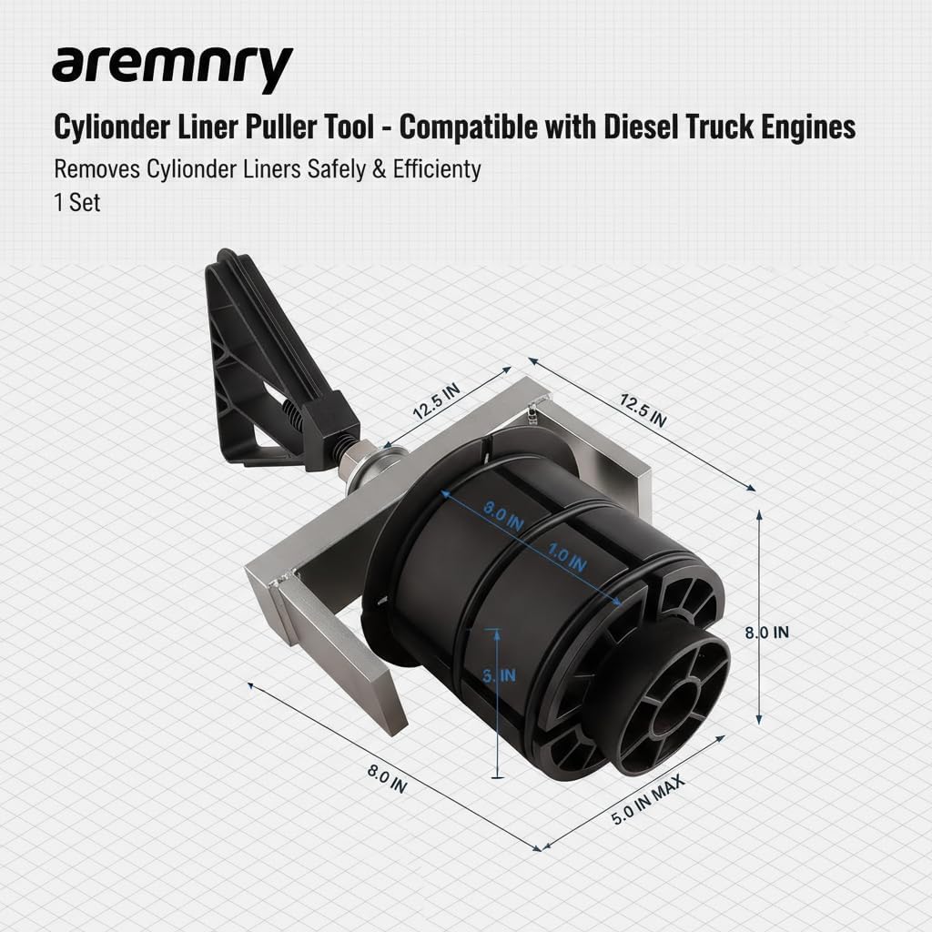 Cylinder Liner Puller for Detroit Diesel 60 Series DD13 DD15 DD16 MTU S2000, J-45876 & OTC 5875 Alternative, Heavy Duty Liner Remover with Thrust Bearing, 5.0" to 5.75" Bores