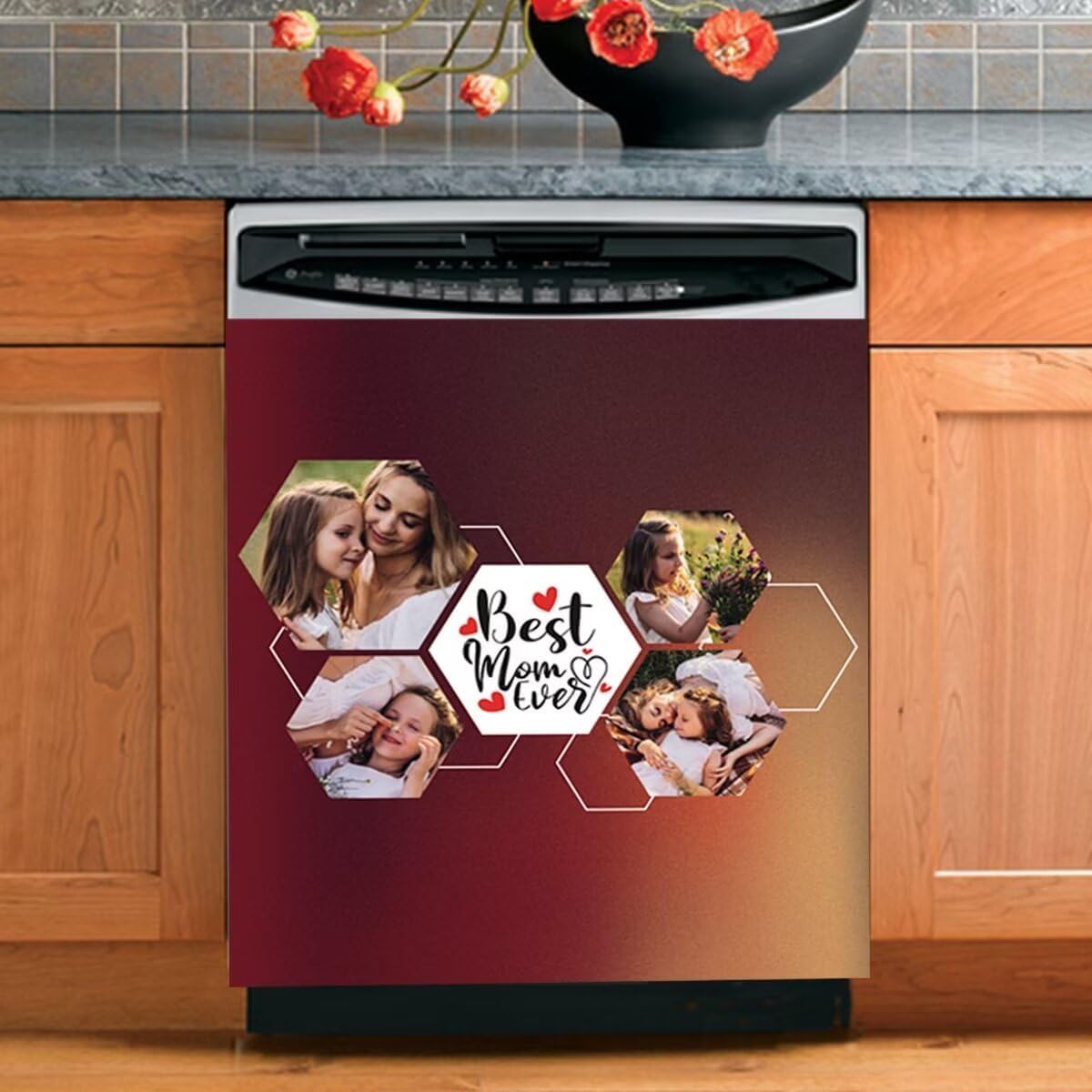 Custom Magnetic Dishwasher Cover, Personalized Dishwasher Magnet Cover for Front,Refrigerator Panel Decal,Home Appliance Sticker for Mom Family Couple,Christmas Decorative,23"x17"