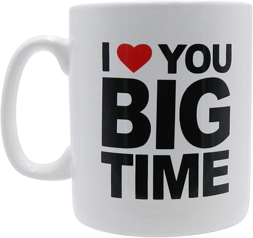 Rockin Taza de café extragrande con texto en inglés "I Love You", taza gigante de 28 onzas para bebidas grandes con asa, regalo novedoso y alto para