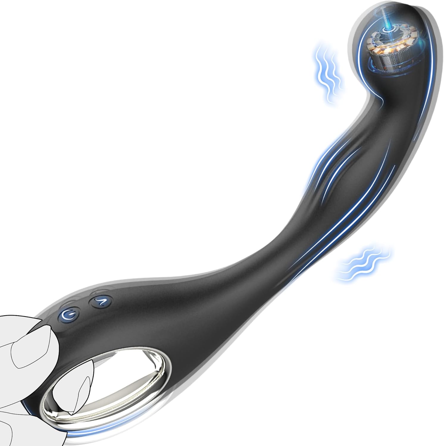 Product image of Prostate Vibrator with 10 Vibration Modes, Male Prostate Massager & Women G Spot Vibrator, Vibrating Butt Plug Dildo with Hollow Ring Design, Anal Toys Stimulator for Couple, Waterproof Sex Toy, Black