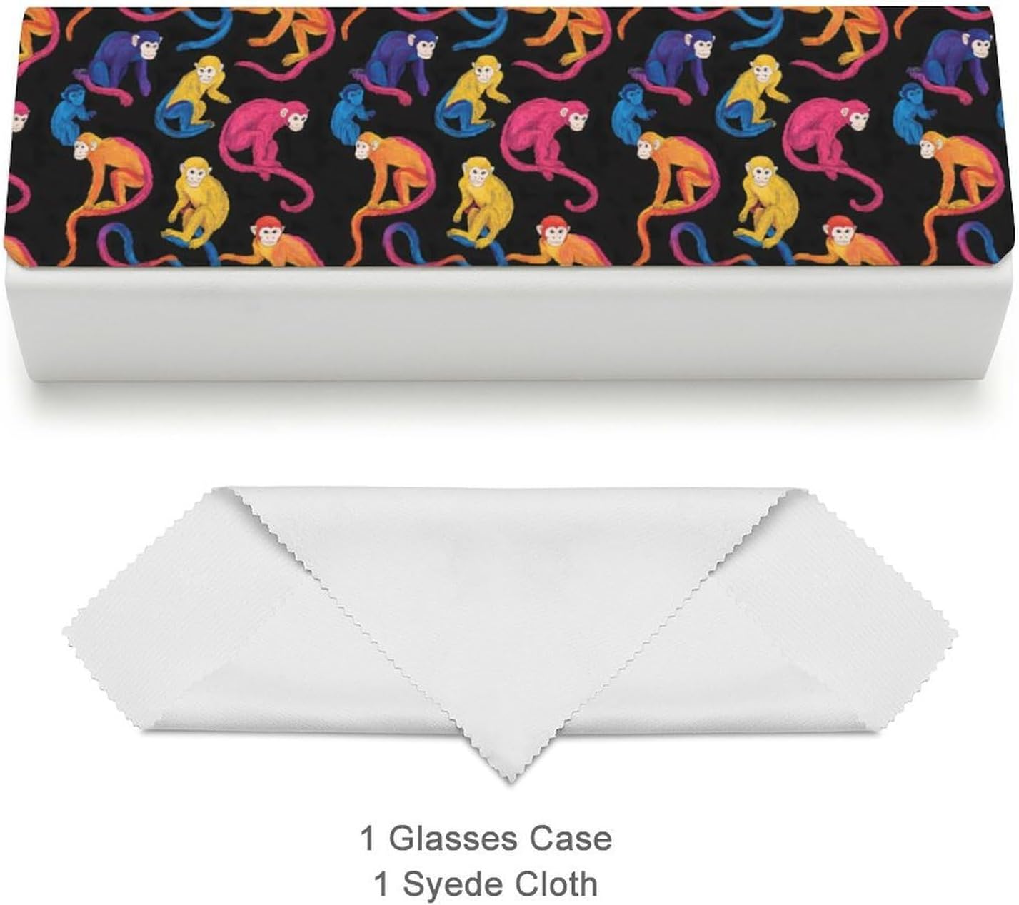 Colorful Capuchin Monkeys Printing Glasses Case Hard Shell Eyeglasses Protector Cases with Cleaning Cloth Fits Most Glasses image 3