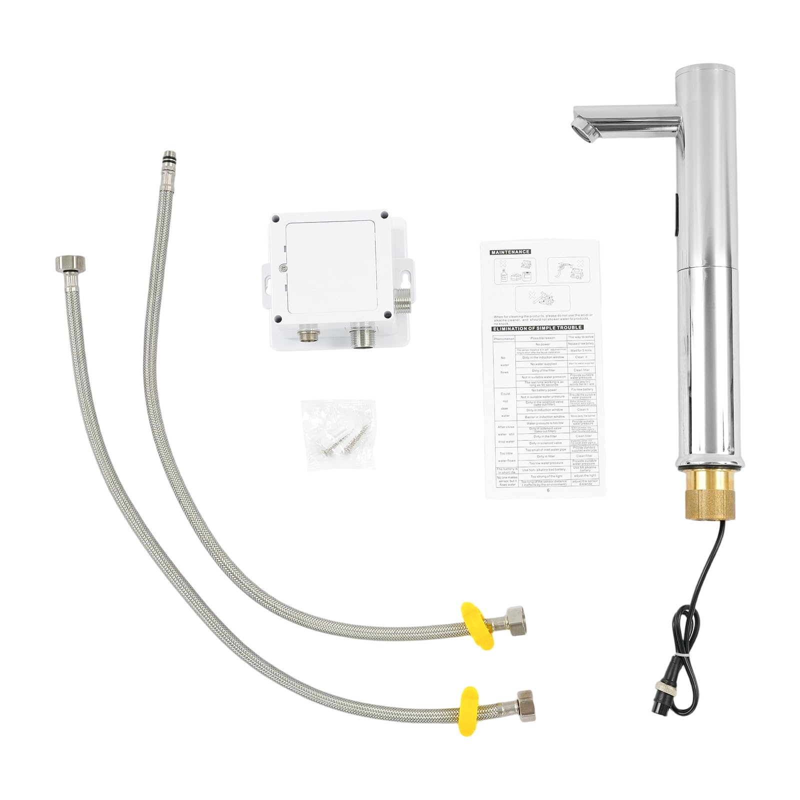 Rubinetto con sensore a infrarossi, 32 cm, rubinetto per lavabo senza contatto, rubinetto automatico con sensore | ottone alto | moderno miscelatore per lavabi bagno