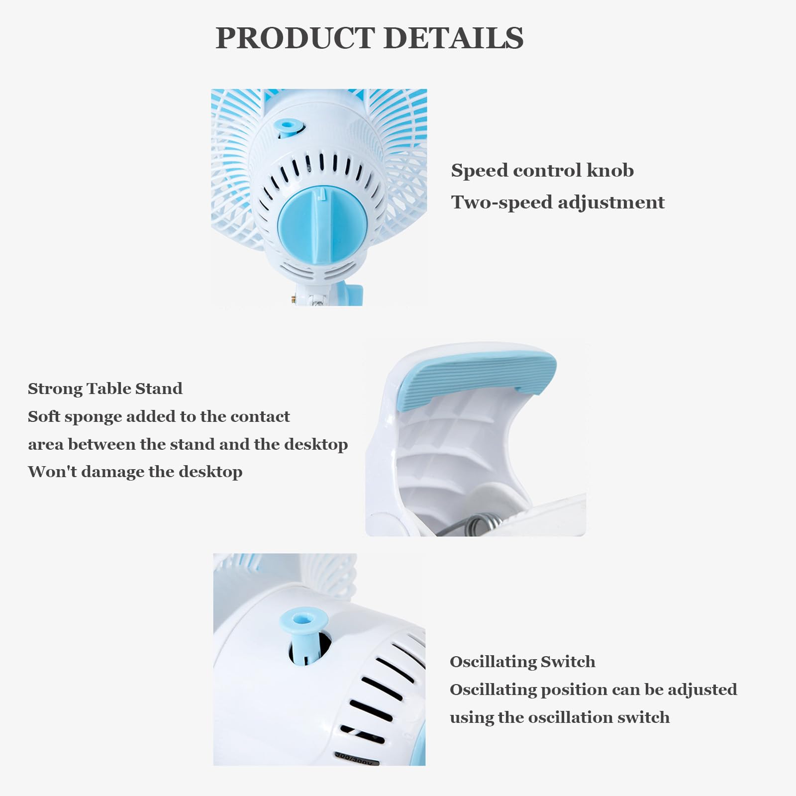 Generico Ventilatore a Clip da 9" –Mini Ventilatore Portatile da scrivania con Morsetto,Ventilatore Portatile con Spina e 2 velocità,Testina Regolabile e Girevole, per casa, Ufficio, Comodino, Cucina |