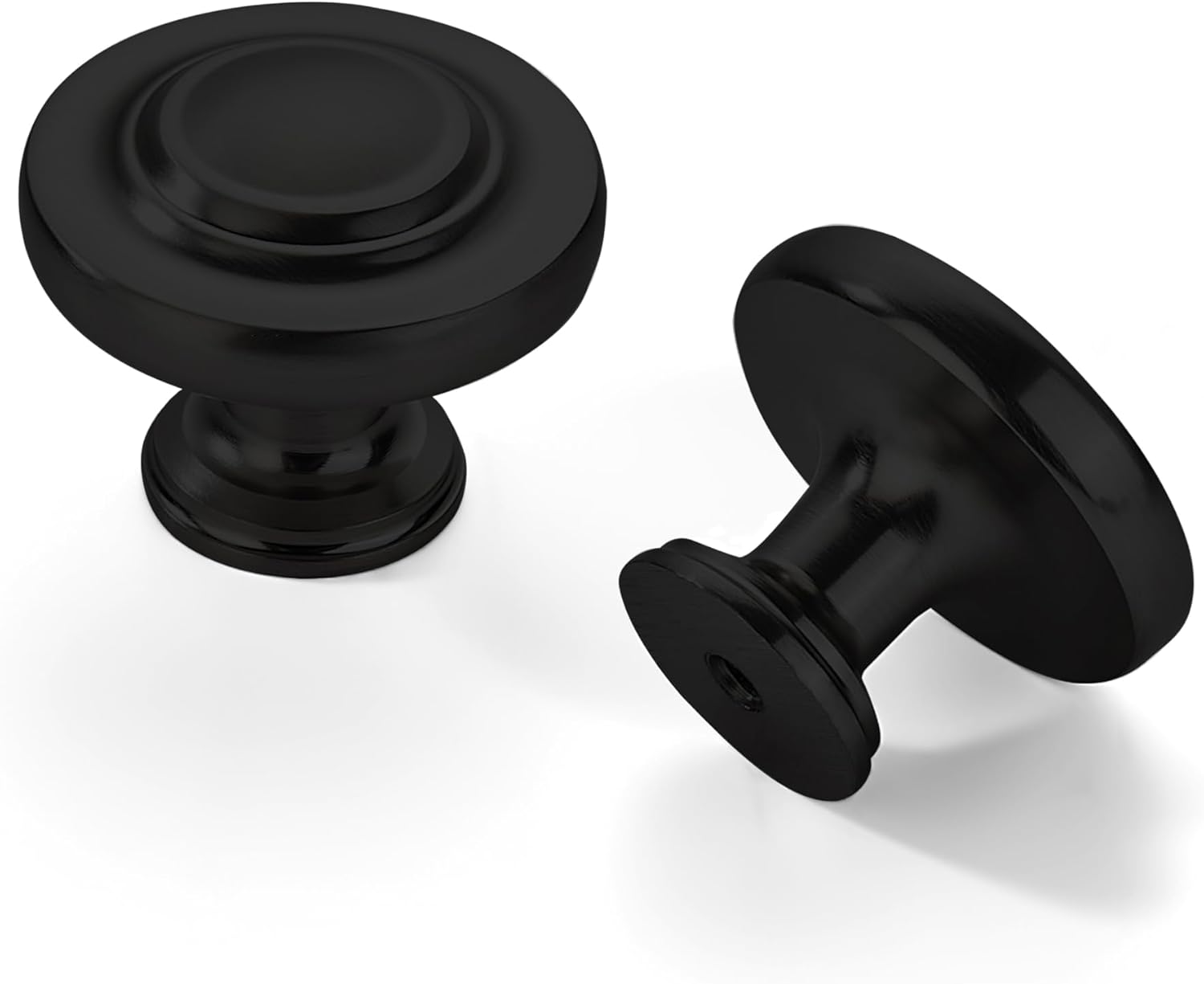 khtumeware 4 Pack Large 1-3/4 Inch Cabinet Knob, Metal Zinc Alloy Handle, Matte Black Drawer Handle, Bifold Closet/Wardrobe/Cabinet/Bathroom Cabinet Door Knobs, Durable