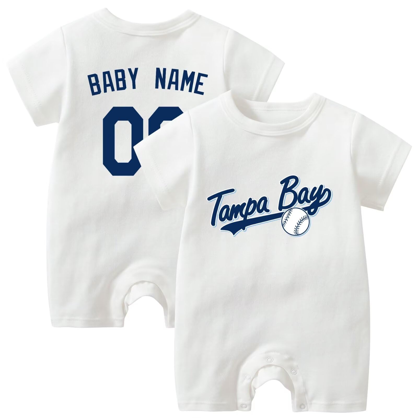 KREDEBaby Clothes Unisex Bodysuit Personalized Rompers Custom Baby Name Number for Boy Girl