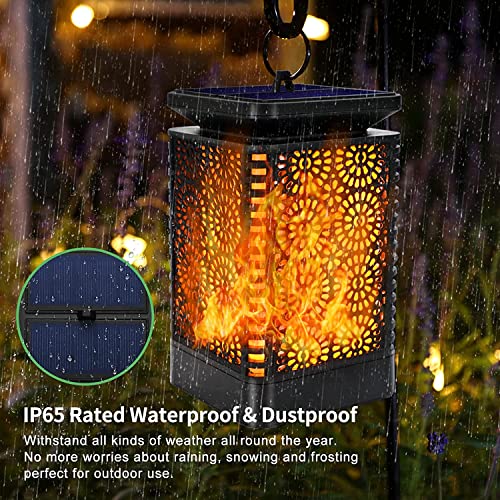 Solar Lantern Lights Dancing Flame Waterproof Outdoor Hanging Lantern Solar Powered Umbrella Led Night Lights Auto On Off Landscape Decorative For Garden Patio Deck Yard Path 4 Pack #TOP3