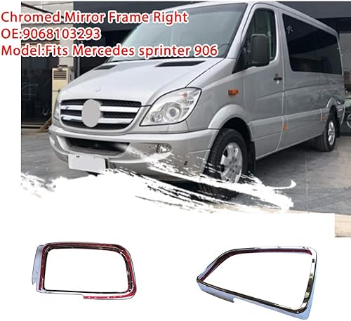 Miniatura 2 de Marco de espejo lateral cromado derecho, cubierta de espejo retrovisor compatible con Mercedes Benz Van Sprinter 906 OE 9068103393