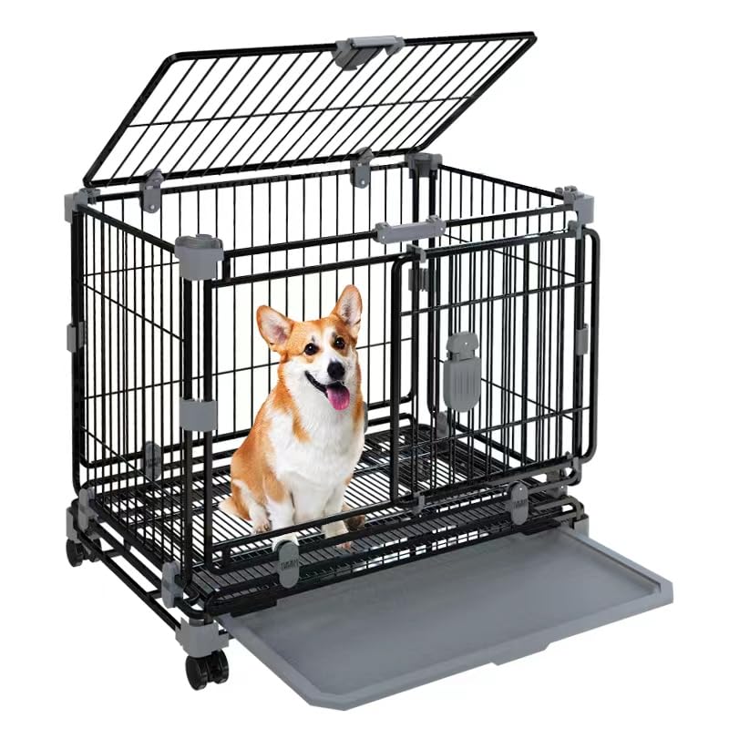 24 Inch Dog Crates Stackable Double Door Dog Kennel Removable