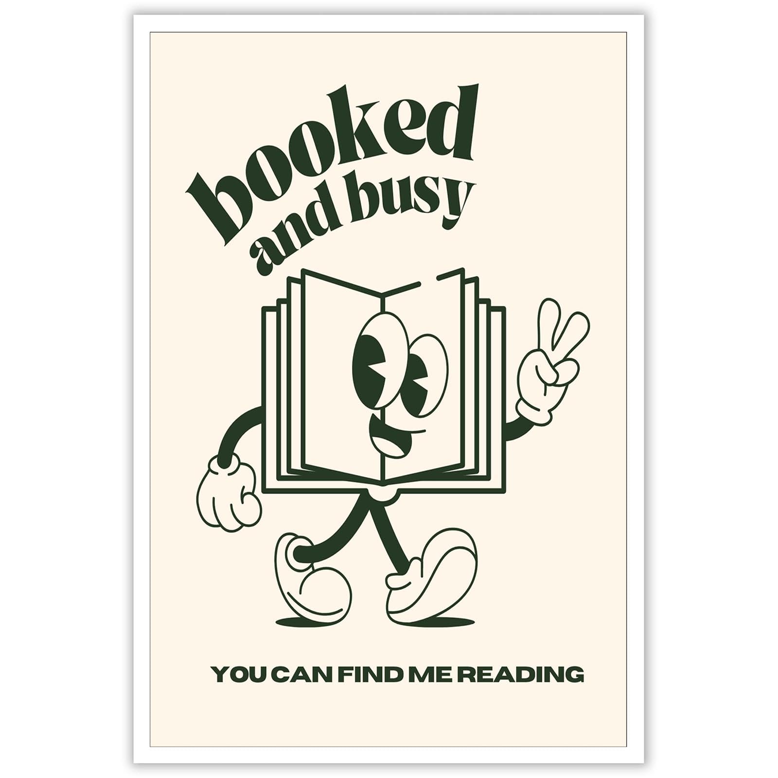 DFKJIB Vintage Trendy Reading Poster Preppy Retro Classroom Canvas Wall Art Funky Booked and Busy You Can Find Me Reading Prints Suitable for School Classroom Gallery Decor Library 16x24in Unframed