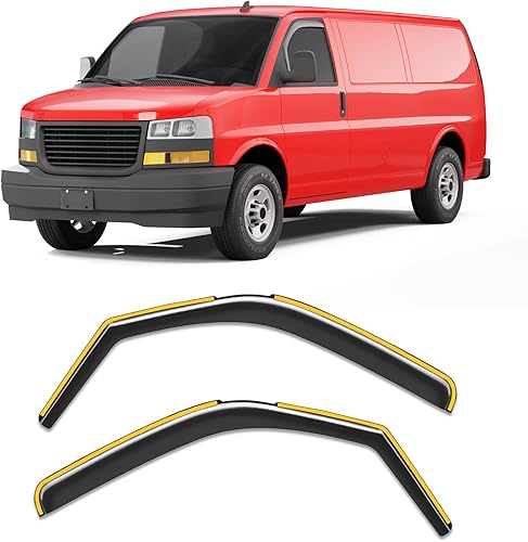protectores de lluvia en el canal para ventanas, compatibles con Chevy Express Van 1996-2026/GMC Savana 1996-2026, protectores de ventana extra