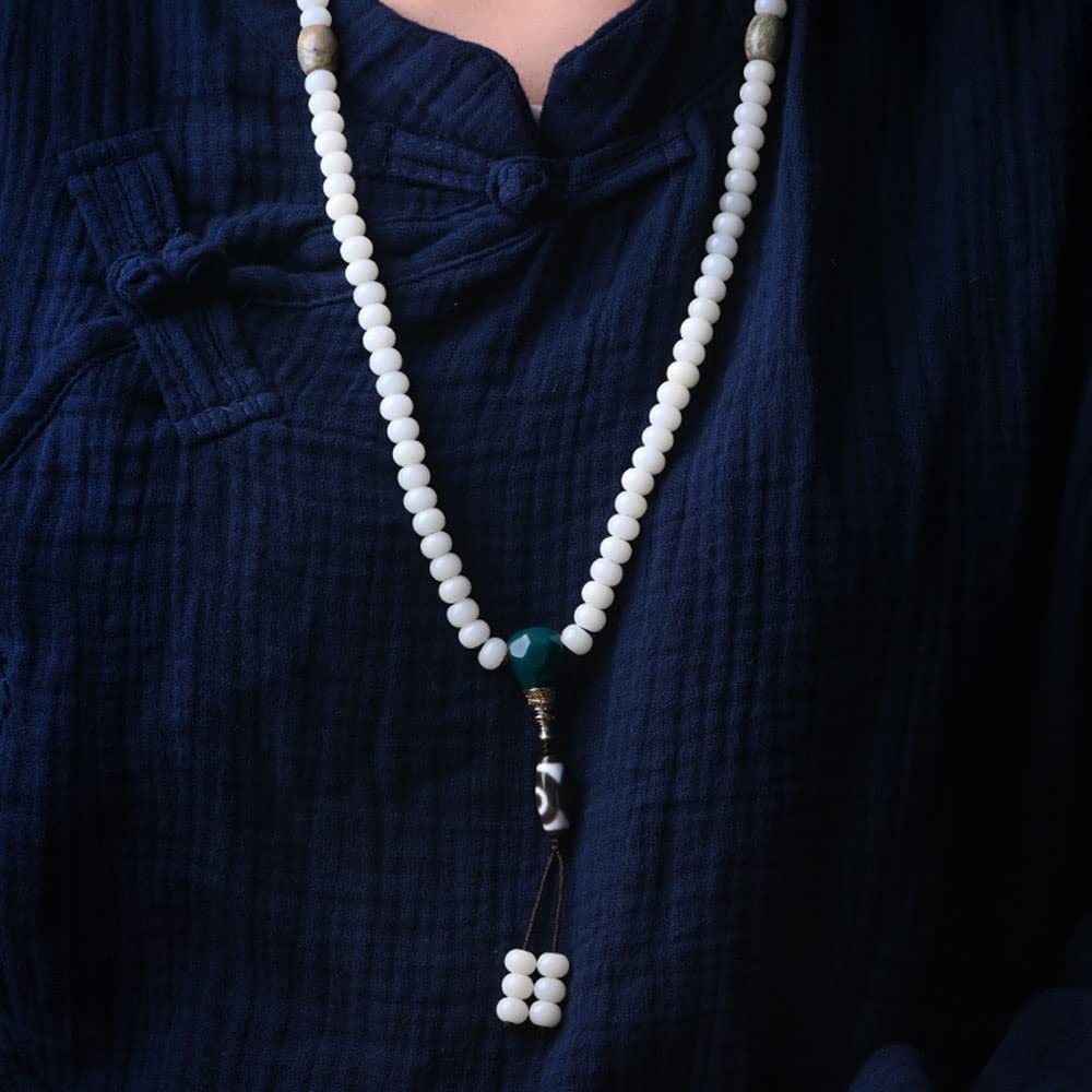 Collana con Braccialetto di Perline radice Bodhi Bianca in