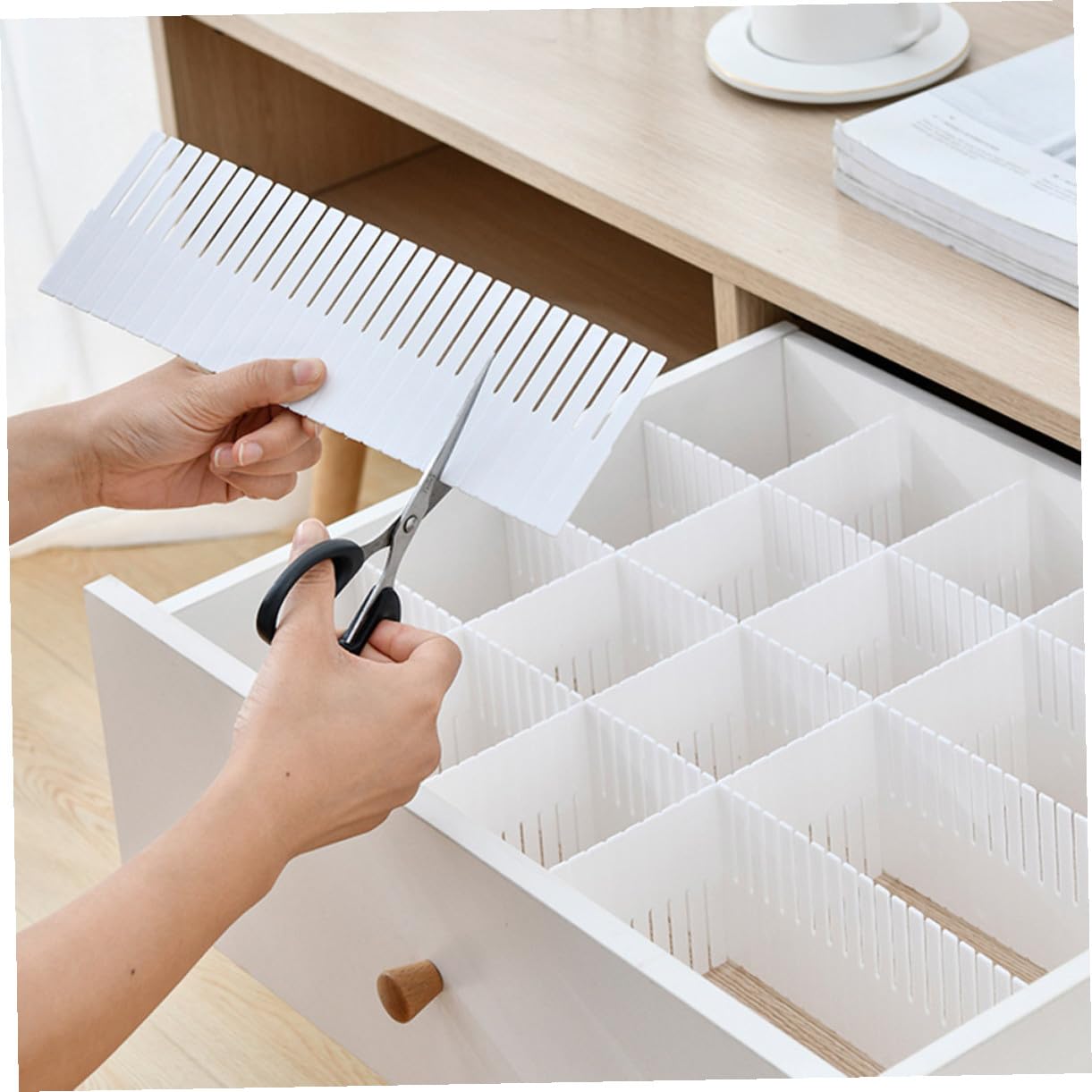 ERINGOGO Divisori Separatori Funzionali per Cassetti 10 Pezzi in Plastica Bianca per Ordinare Organizer per Armadio la Casa Biancheria e Calzini