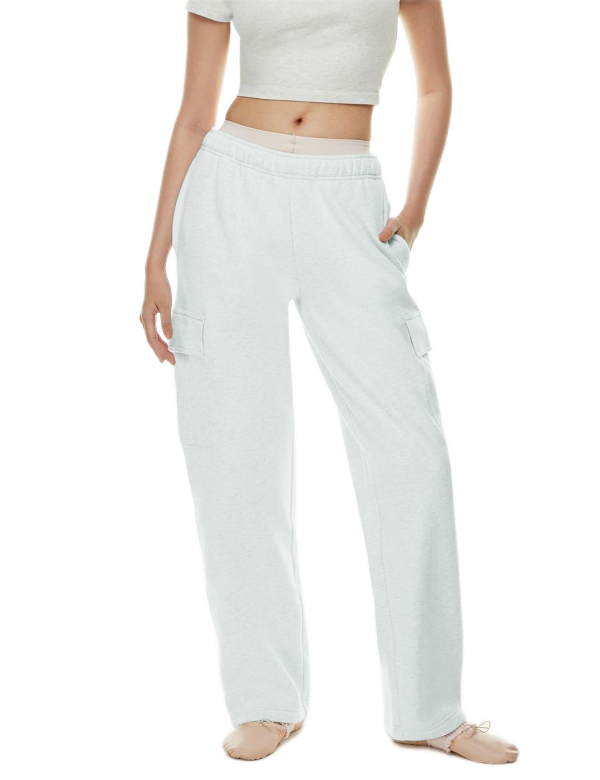 QIBABU Womens Fleece Cargo Sweatpants