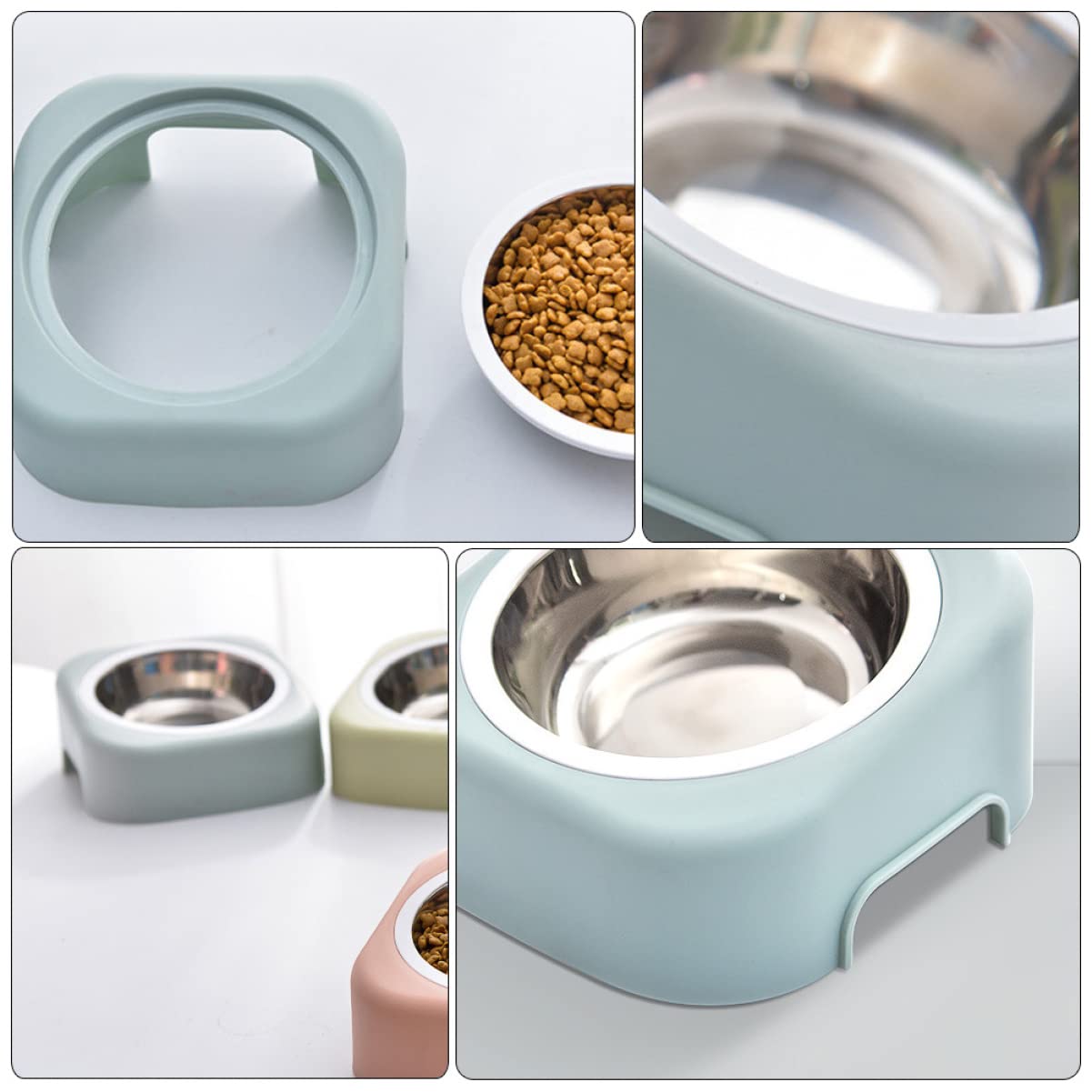 Sosoport 2sets Ciotola Per Animali Con Base Alta e Protezione Per Collo Ciotola Ceramica Antiscivolo Per Cani e Gatti Design e Facile Da Usare