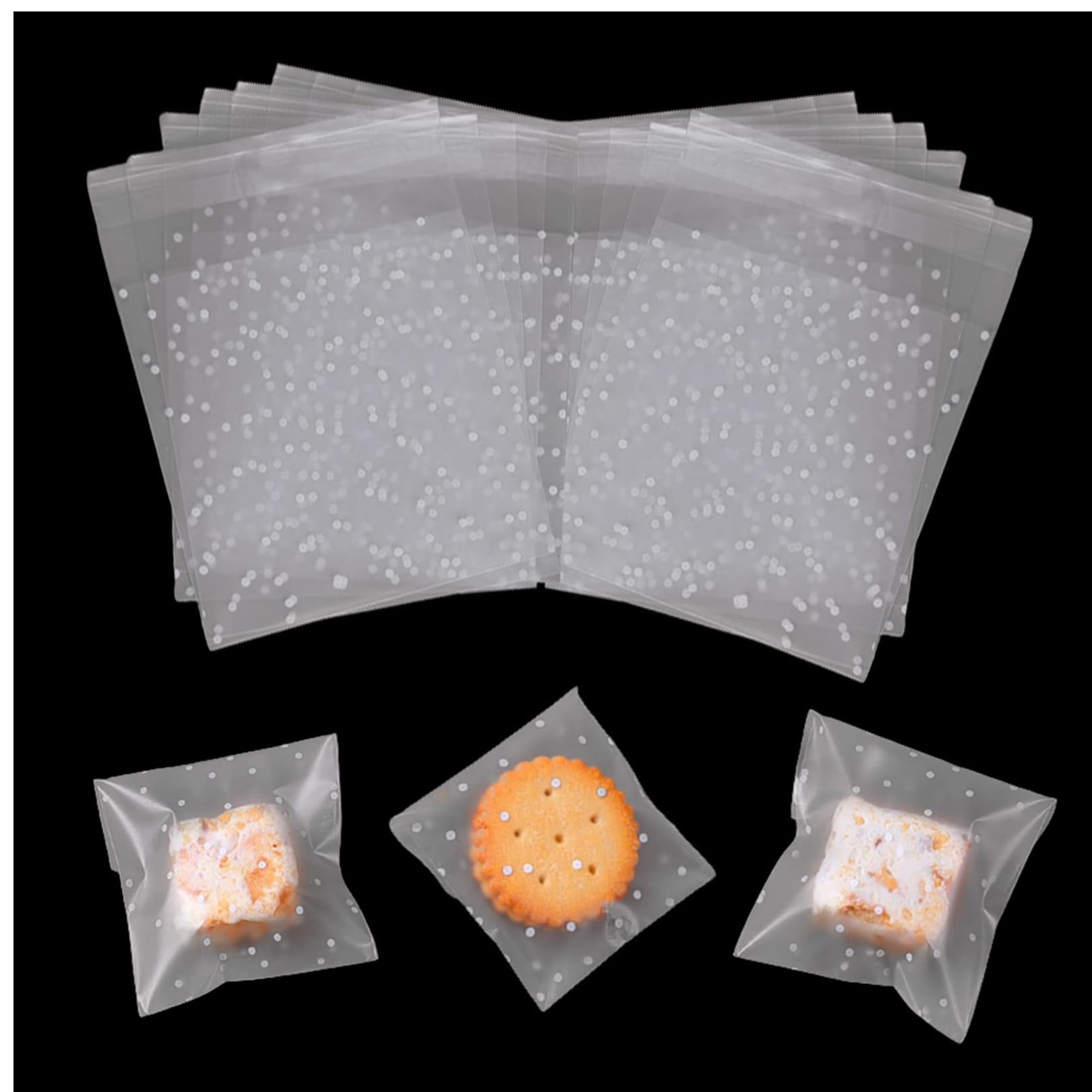100Pcs Clear Cellophane Bags,Self Adhesive Bags,Self Seal Small Cookie Bags,Clear Gift Bag for Sweets Cookies Biscuit Packaging Chocolates Cards,DIY Jewellery,10x10cm OPP Bag