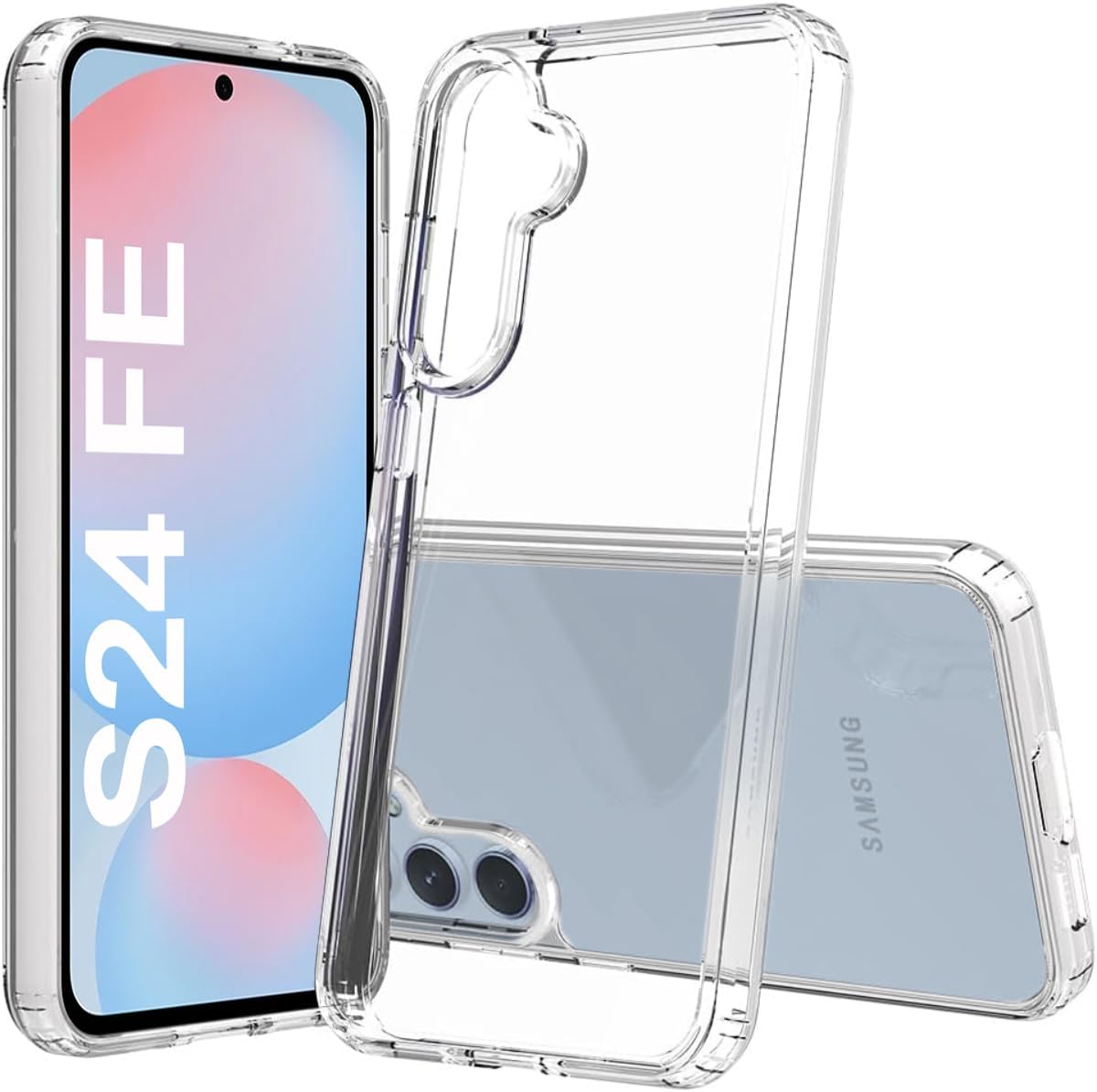 Hybrid Clear Crystal Case Compatible with Samsung Galaxy S24 FE - TPU + Polycarbonate Technology, Anti-Yellowing, Protective Case, Shockproof Bumper Cover