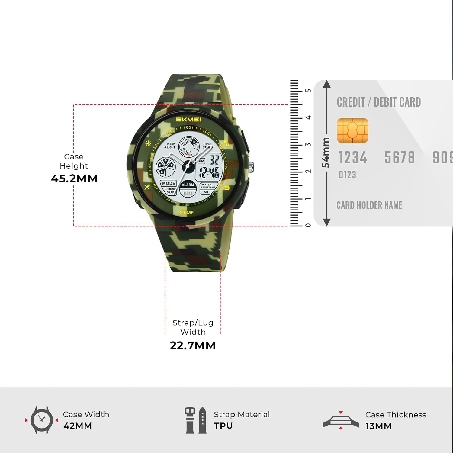 SKMEI Watch Dimensions