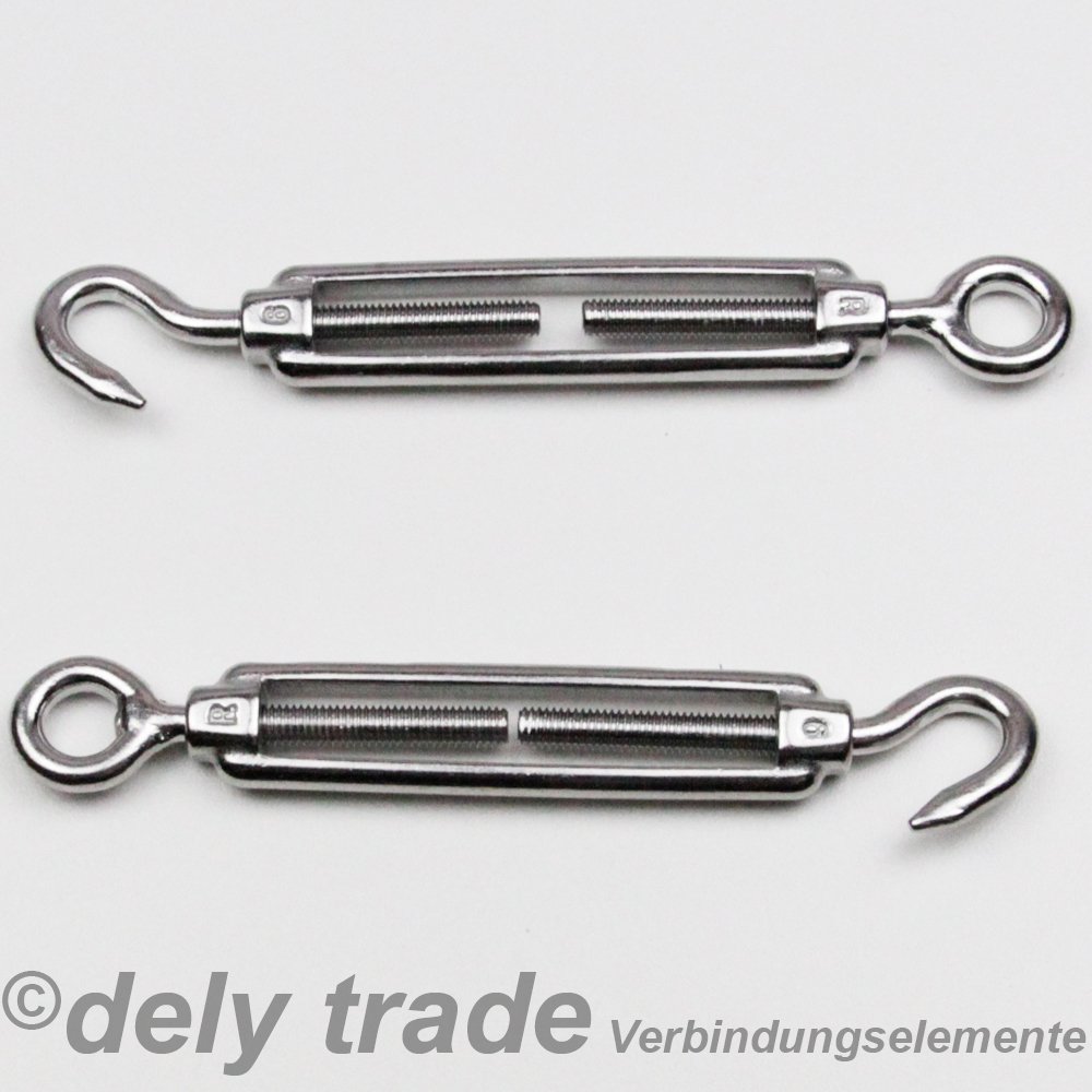 5 Stück Spannschlösser M10 Auge/Haken ähnl. DIN 1480 Edelstahl A4