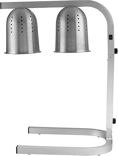 Miniatura 2 de Winco Lámpara de calor eléctrica de acero inoxidable, 2 bombillas, gris