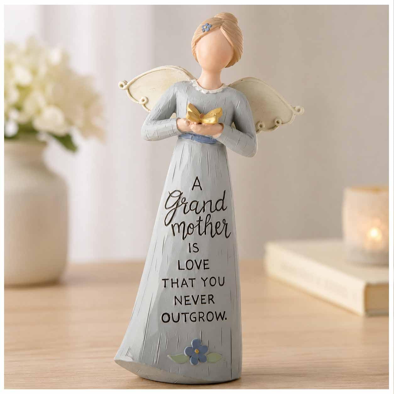 Grandmother Angel Figurine with Butterfly – Sentimental Gift for Grandma, Inspirational Resin Statue, Heartfelt Keepsake,Memorial Gifts for Grandma, 5.28" H