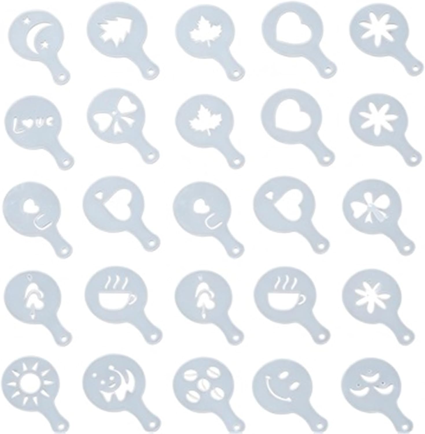 Compatible for Coffee Drinks 16PCS Coffee Stencils Cappuccino Cake Drawing Mould Home Kitchen Supplies