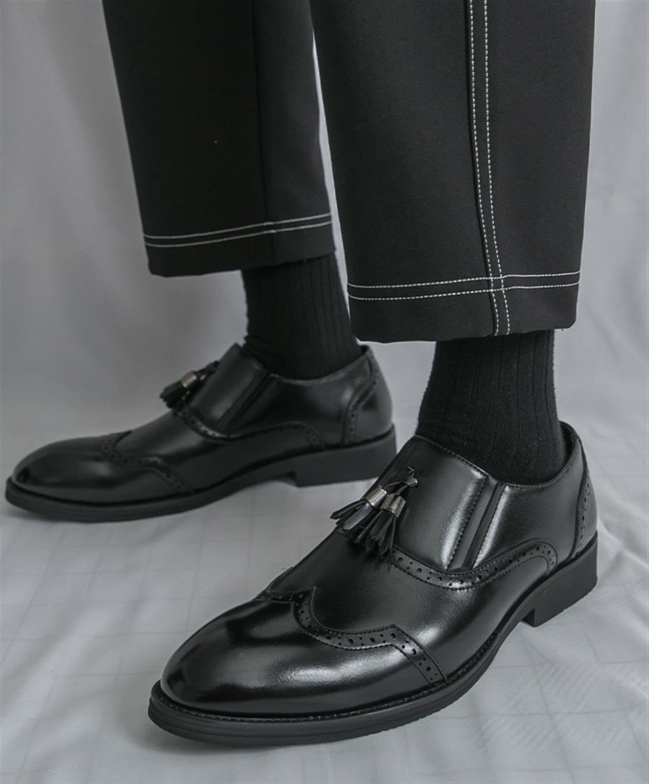 Zapatos de Vestir para Hombre Mocasines con Borlas Estilo Brogue sin Cordones Calzado Formal Clásico para Bodas Negocios Oficina Fiestas