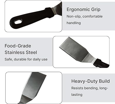2PCS Griddle Spatula, Stainless Steel Metal Griddle Spatula, Wide Metal Spatula with Offset Design, Burger Turner for Flat Top Griddle BBQ Cooking, Metal Spatulas for Cooking Burgers Pancakes Eggs