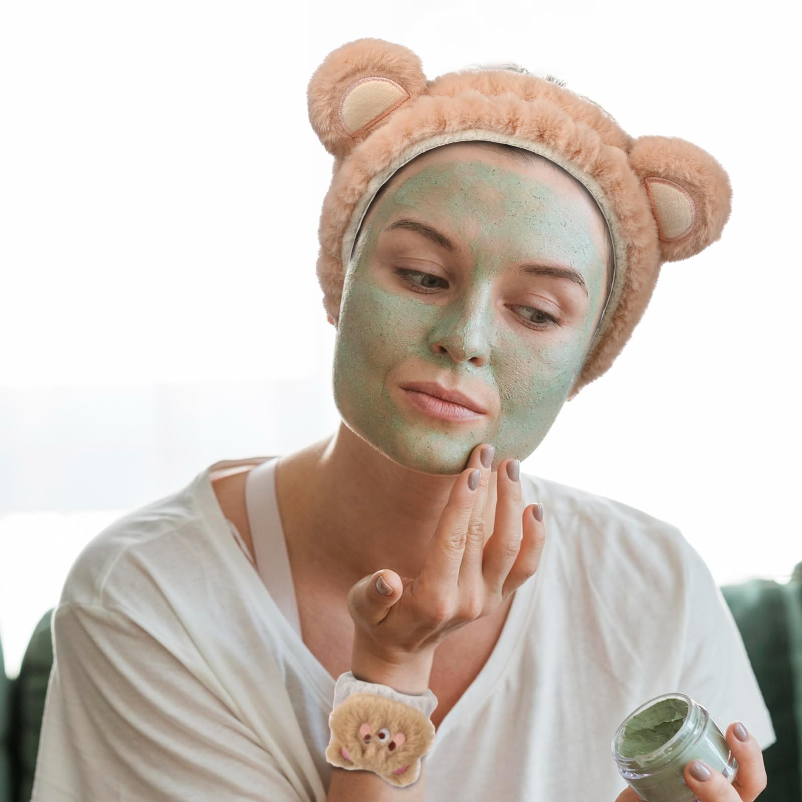 WLLHYF Fascia per capelli a forma di orso, graziosa fascia per capelli per lavaggio viso spa, cura della pelle, alla moda, per lavaggio del viso, trucco, accessori per capelli per adulti e