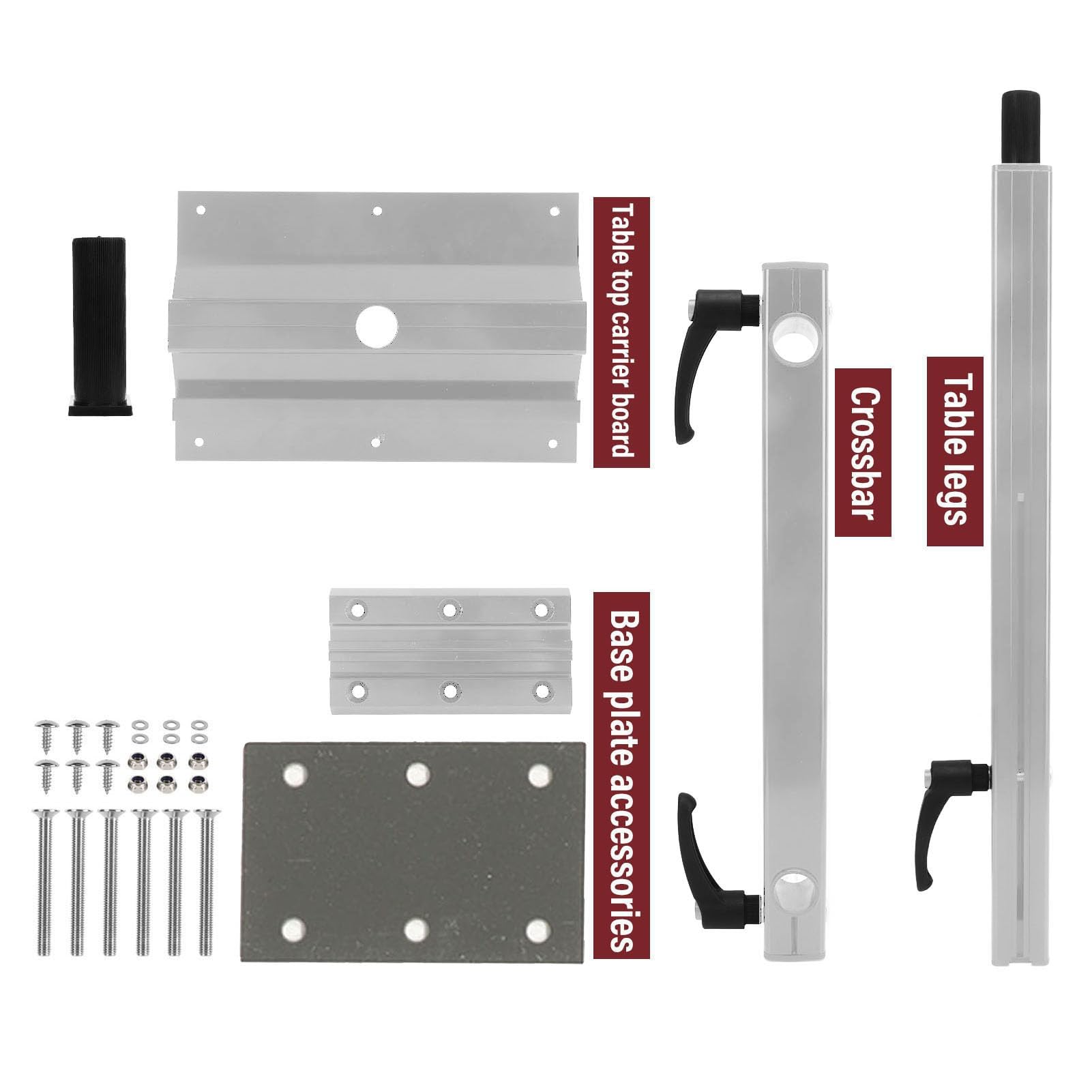 Verstellbare Tischbeine, Robuste Aluminiumlegierung, Abnehmbar, um 360 Grad Drehbar, Höhe 0–500 Mm, mit 50 Kg Tragfähigkeit, für Yachten mit (Silber)