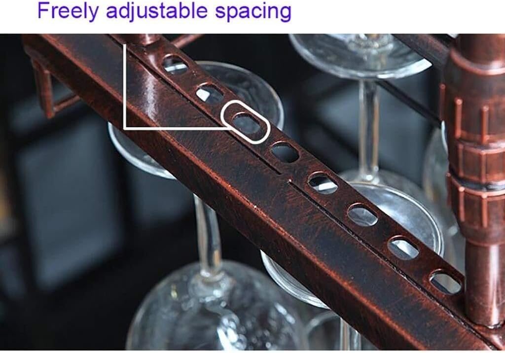 Adjustable Ceiling Mounted Wrought Iron Wine Rack, Hanging Wine Glass & Goblet Holder (120cm)