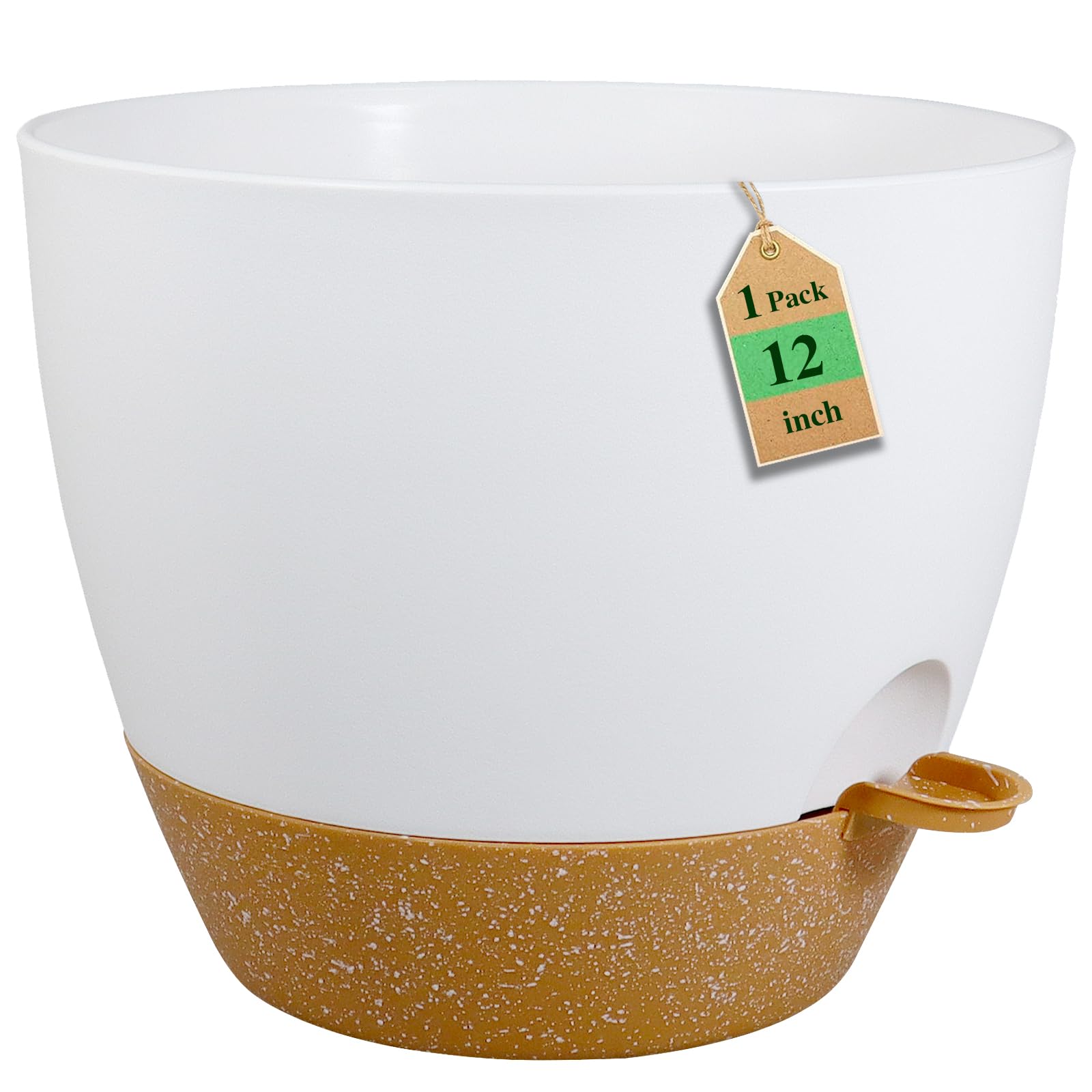 WSMKSZ Pots de fleurs en plastique à auto-irrigation avec trous de drainage en maille et réservoir profond pour plantes et fleurs de jardin d'intérieur et d'extérieur 30,5 cm