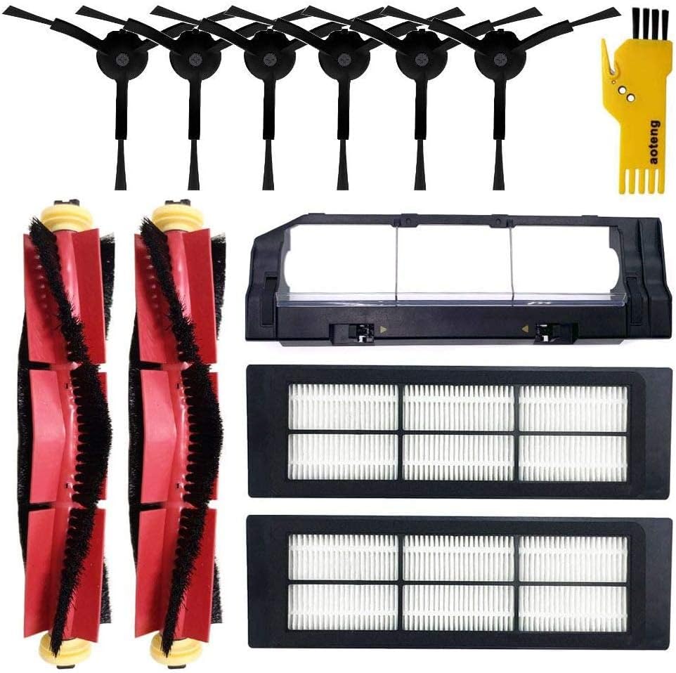 Accessories Kit for Roborock S5 S6 S50 E25 E20 E35 Xiaomi Mi Robot Xiaomi Mijia Robotic Vacuum Cleaner Replacement Parts 12 Pcs Pack of Main Brush & Side Brush & Hepa Filter & Main Brush Cover