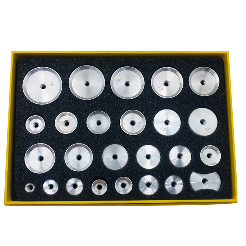 25-teiliges Uhren-Presswerkzeug-Set, Uhrengehäuse-Aluminiumschließer-Presswerkzeuge, professionelle Uhrenreparaturwerkzeug-Verschließmaschine Zubehör Rückengehäuse-Presswerkzeuge