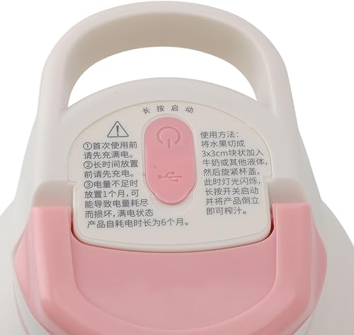 Miniatura 8 de Licuadora portátil, pequeña licuadora con diseño de mango ergonómico, 1.5 L, inalámbrica, gran capacidad para picnic al aire libre (rosa)