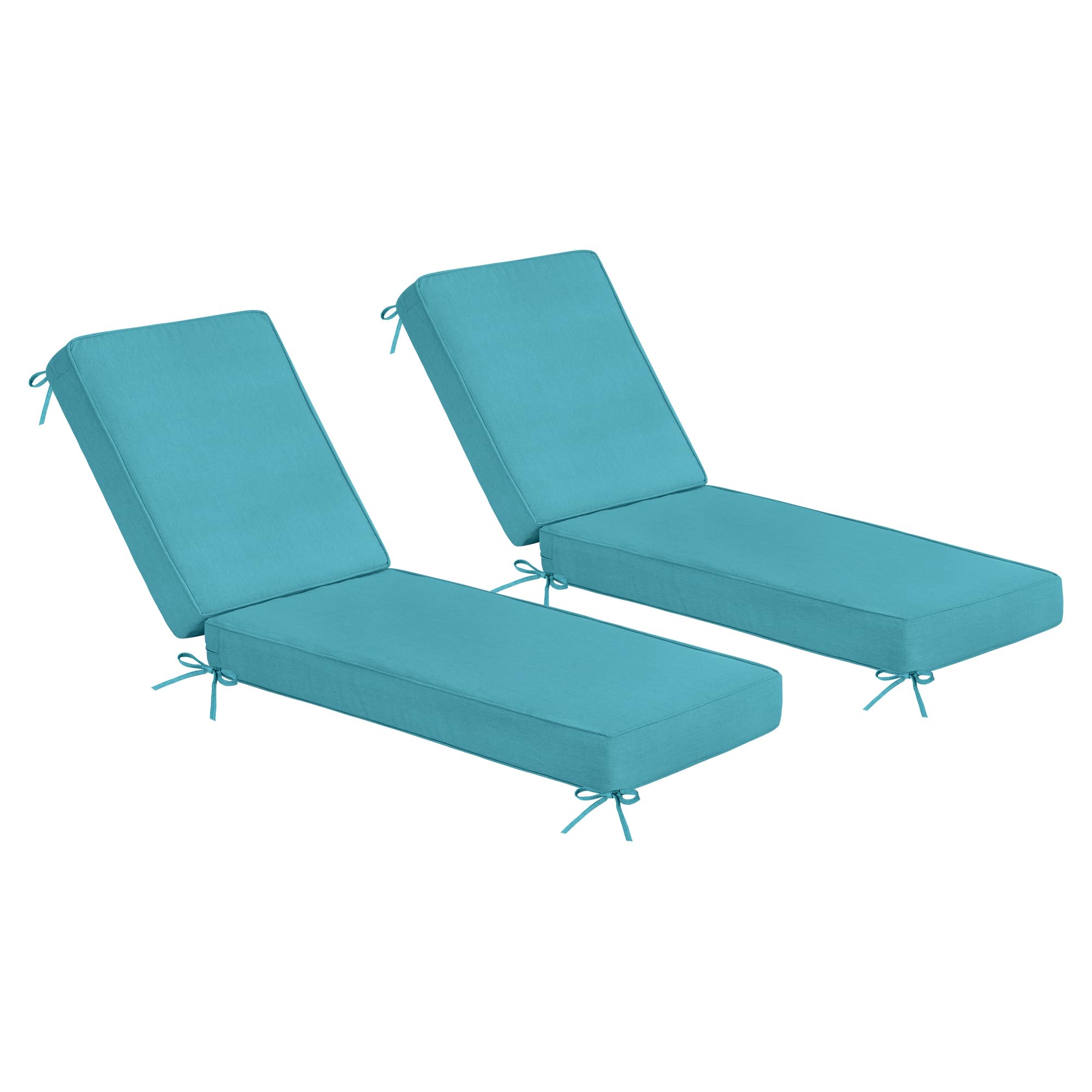 Sundale Outdoor Olefin Chaise Lounge Cushion Set of 2, Water-Resistant Patio Lounge Chair Cushion, Thick Lounger Pad with 4 Straps Teal, 72 x 21 x 4