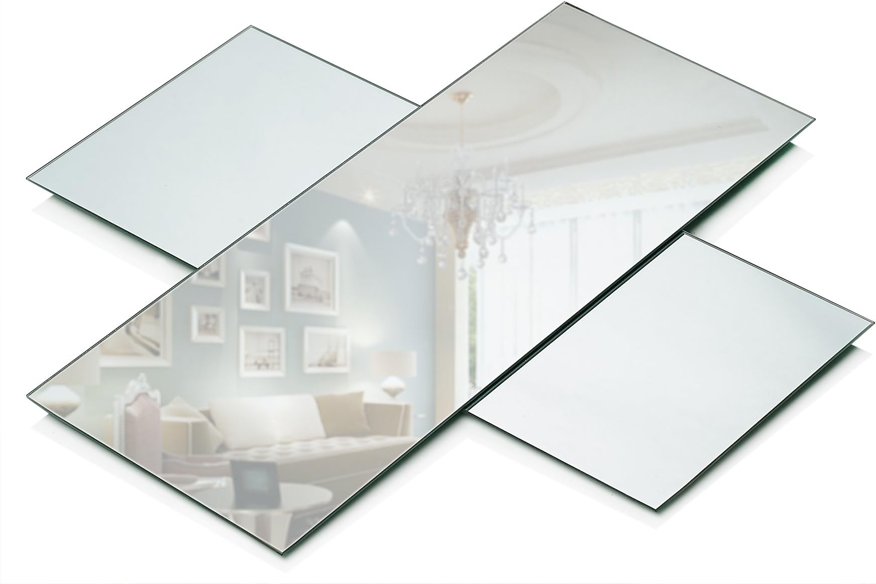 PARNOO 6”x14” Rectangle Mirror Plate with Round Edge Set of 3 – Glass Mirror Tray, Base for Wedding Centerpieces, Candles and Wall Decor