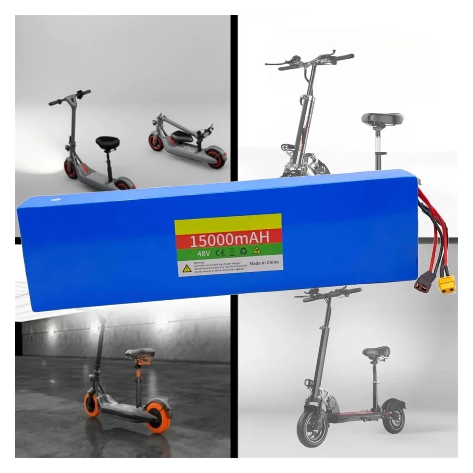 Batterie lithium 13S4P 48 V 15 000 mAh, chargeur et adaptateur secteur inclus, compatible avec les batteries des trottinettes Kugoo M4/M4Pro/M5/M5Pro/Max Speed ​​(avec BMS).(DC-XT60-1pcs battery)