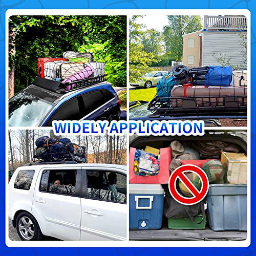 47"X 36" Cargo Net Bungee Nets Stretches To 80"X 60",Small Truck Bed Cargo Net For Cars Suvs,16 Adjustable Hooks, 4 Metal Carabiners-For Toyota & Tacoma Accessorie Short Bed Cargo Net #TOP4