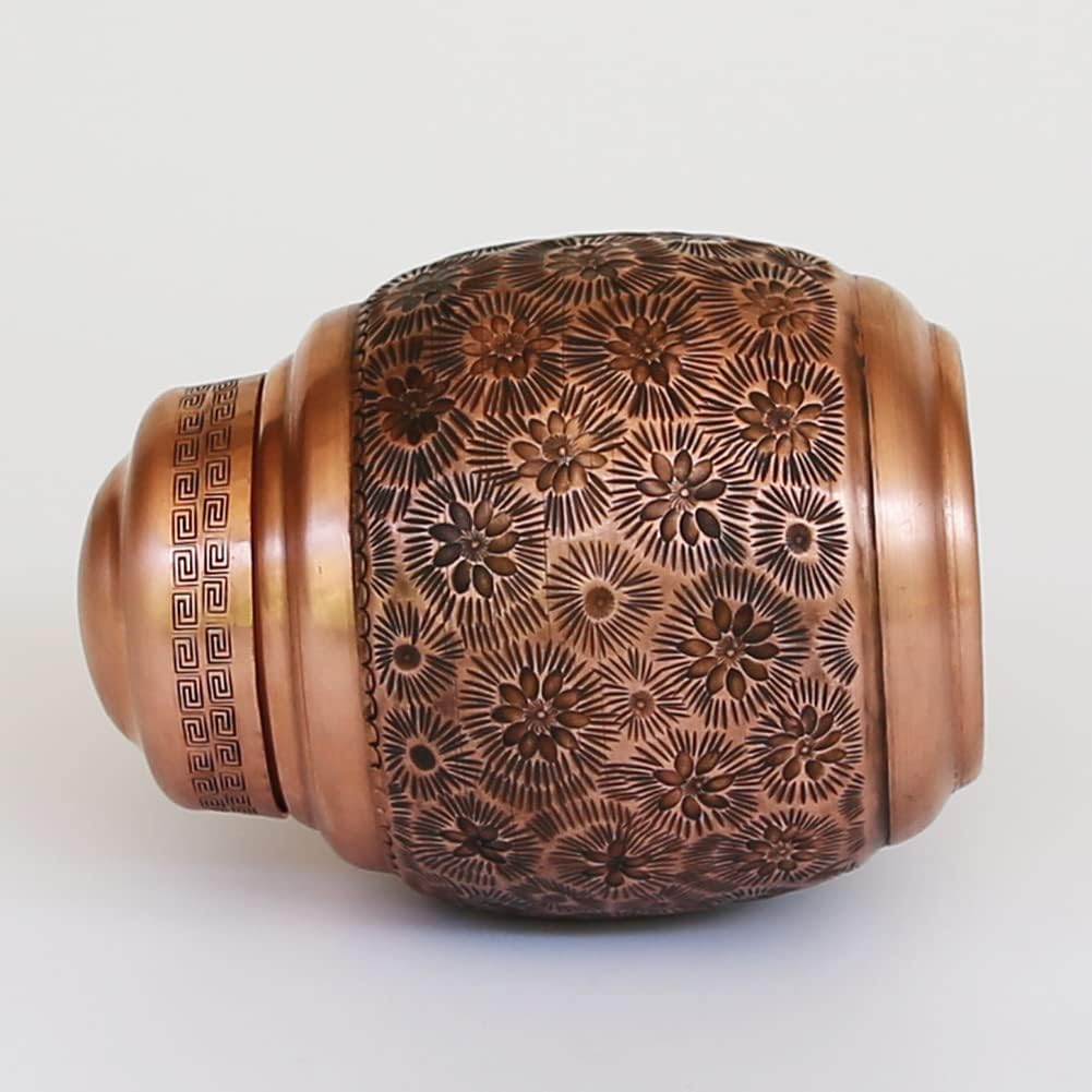 手作りの純粋な銅のティーキャディー銅のティーセットブロンズの銅のティーキャディー刻まれたレトロなティーキャディー (ティーキャディー