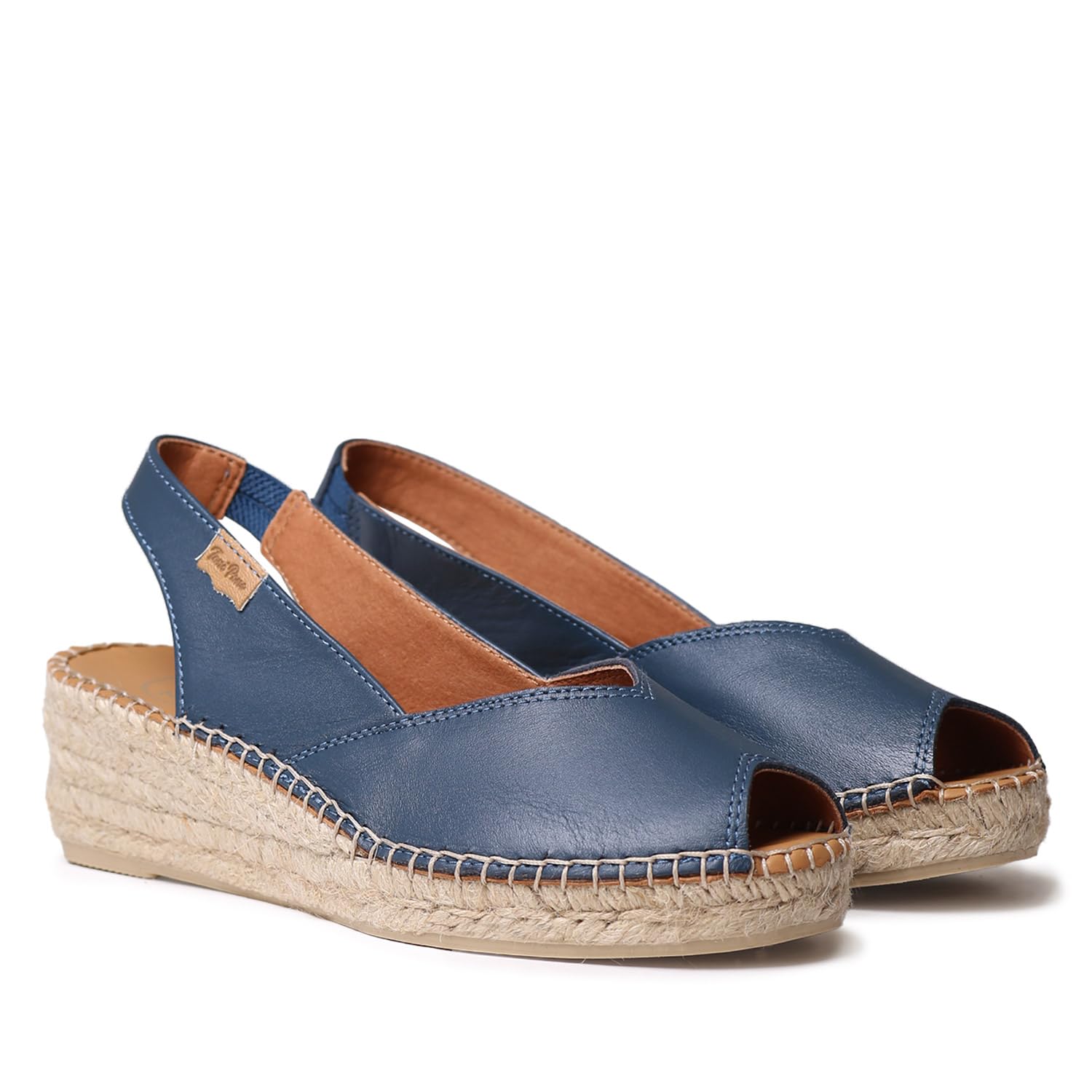 TONI PONS BERNIA-P - Espadrille compensée Style Peep Toe pour Femme en Cuir.