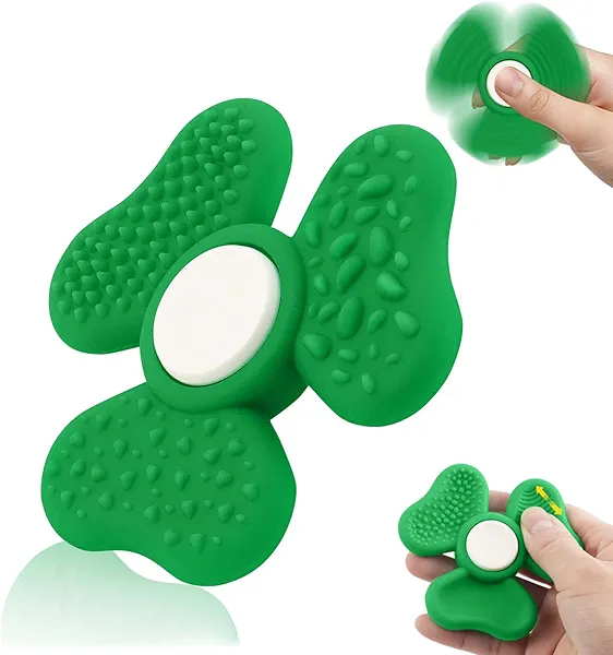 Fidget Spinner Toy for Kids, Clover Textured Worry Stones, Fidget Spinners for Boys Girls, Office Anxiety Relief Desk Toy, Quiet Fidgets Calming Toys Classroom Prize