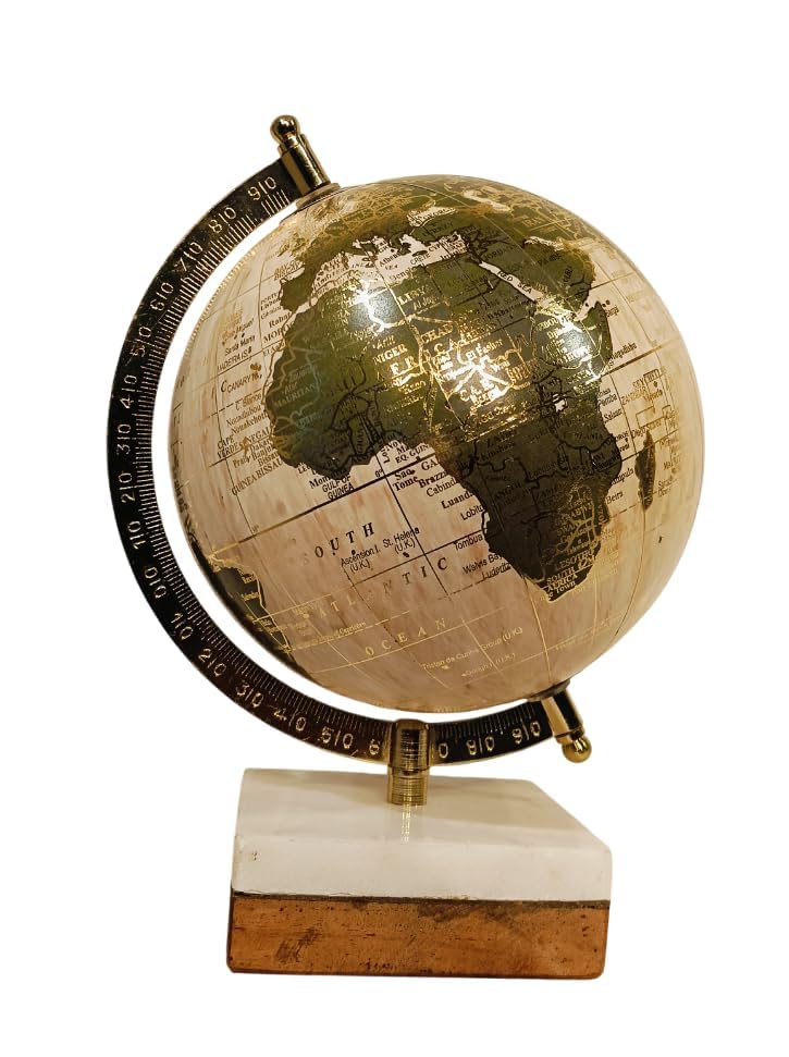 Cosmic globe Exports Rotating World Globe 6 Inch with Metal Arc and Marble Stand for Show pieces for Home Décor, Office Decor and Decorations items,Study Table decor Items, Birthday, Party Gifts and Aniversary. 1