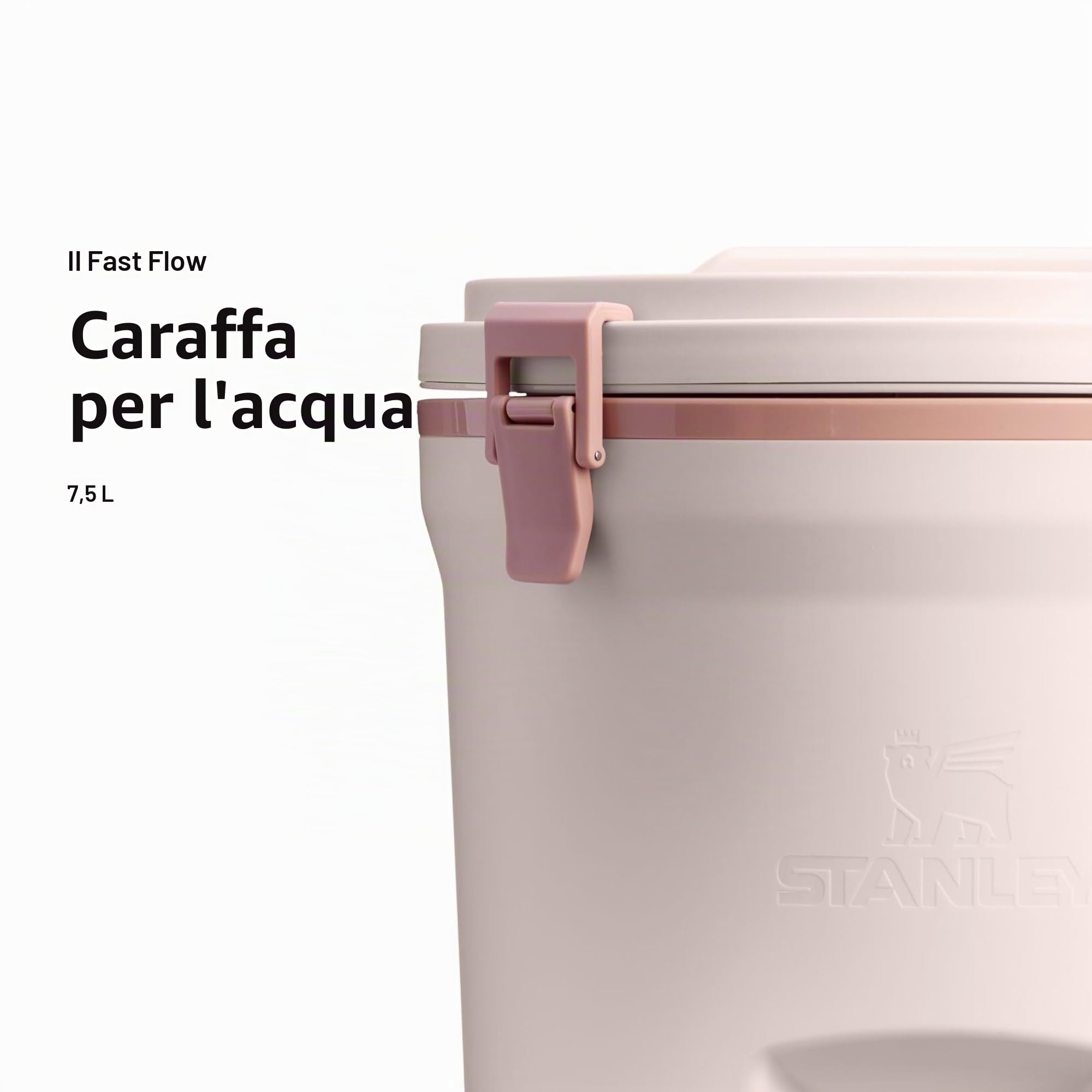 Stanley 1913 Fast-Flow Borraccia Termica 7.5L - Rose Quartz | Mantiene Freddo per 13 Ore - Ghiacciato per 2 giorni - Senza BPA - A Prova di Perdite - Doppia parete isolata in schiuma