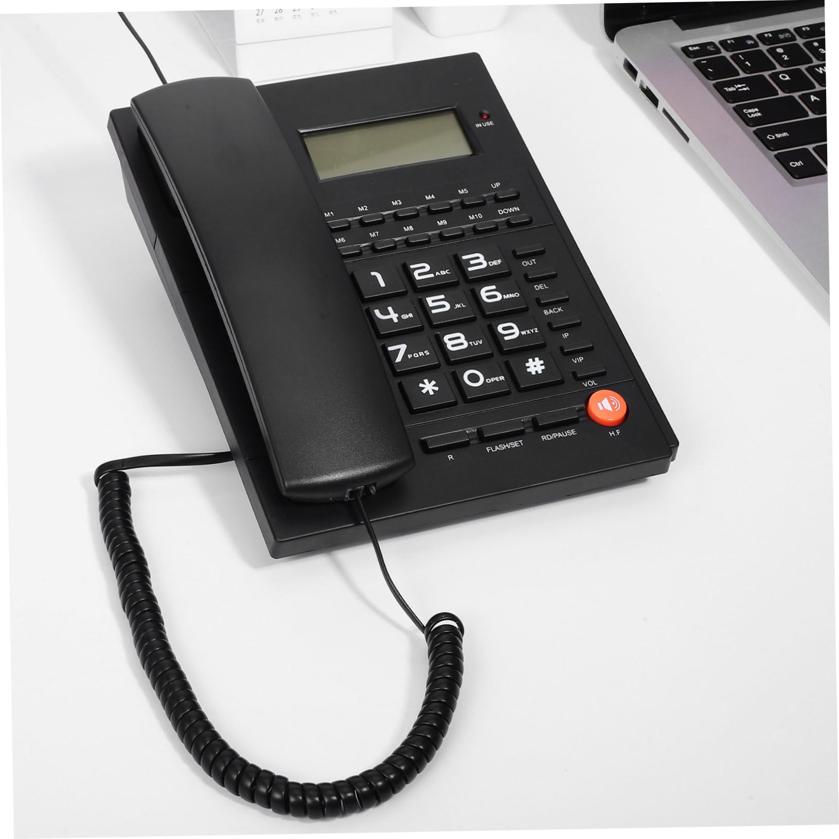 NUOBESTY Telefono Corded con Display Chiamante per Ufficio e Casa Tasti Comodi e Volume per Anziani e Famiglie Design Chiaro e Facile da Usare