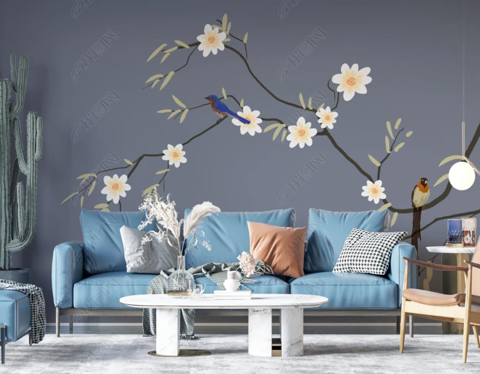 Papier peint intissé haute définition oiseau gris décoration murale grand format