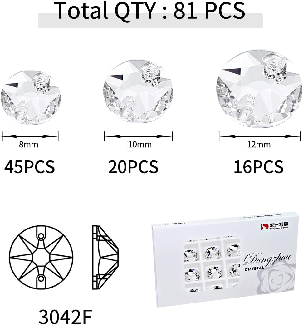 DONGZHOU Round Shape Crystal Sew On Rhinestones Flatback Fancy Stone K5 Rhinestones with Holes Sewing Crystals Gemstone Strass for Clothes, Garments, Dress, Jewelry,Shoes and DIY - Image 2