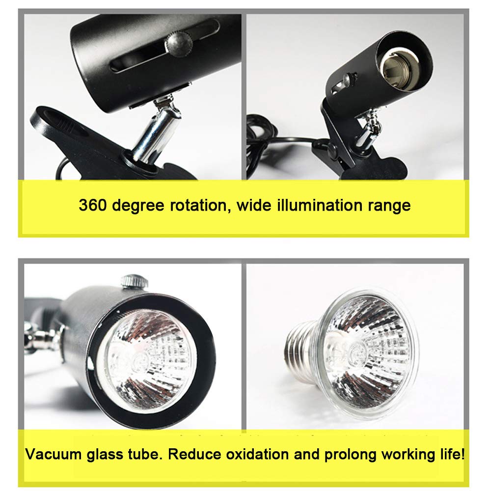 Kit de support de lampe chauffante à pince for reptiles, réglable, chauffant, lampe chauffante en céramique UV, support d'ampoule for aquarium, reptiles, lézards, araignées/668/2102