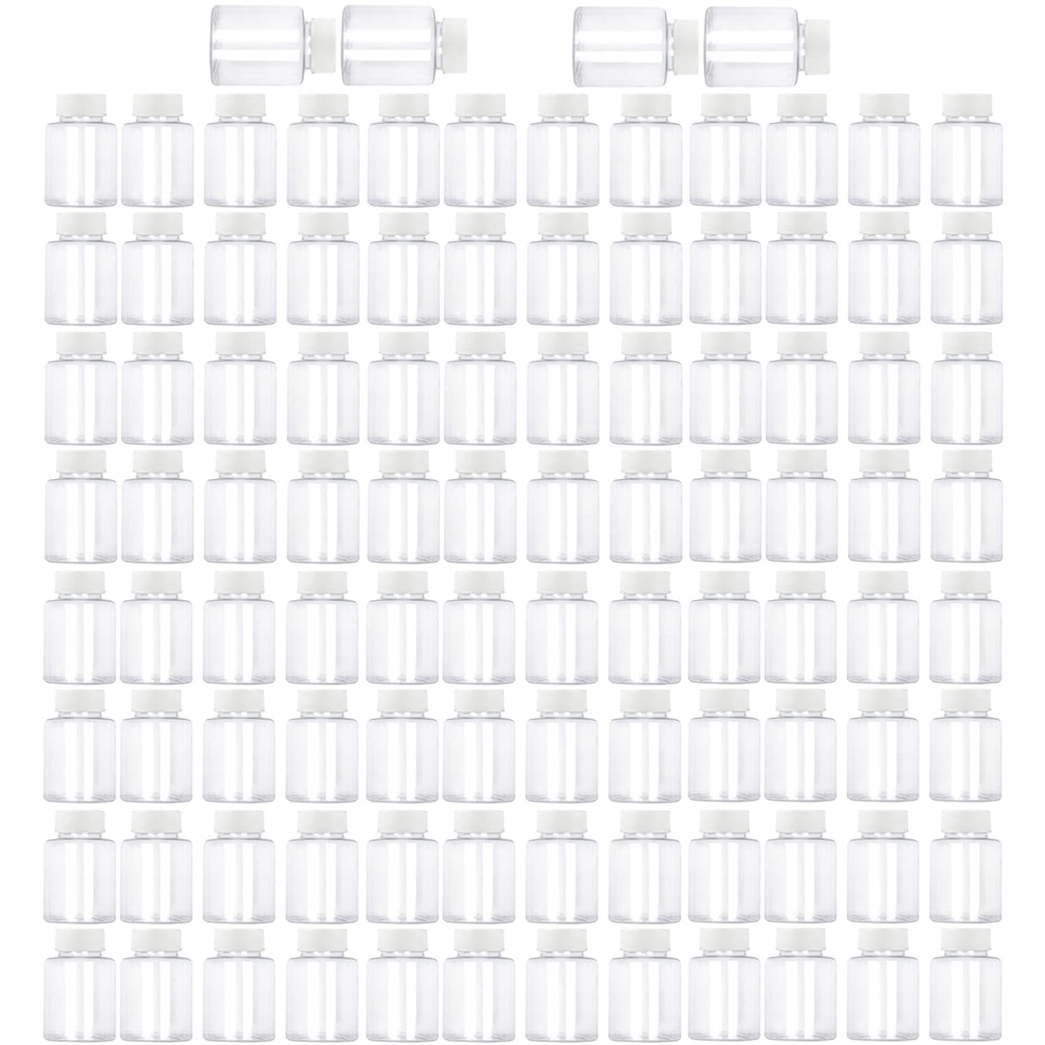 Flacone in plastica trasparente da 100 ml con coperchio ermetico, per viaggi, cosmetici, liquidi (confezione da 100 pezzi), Trasparente, moderno