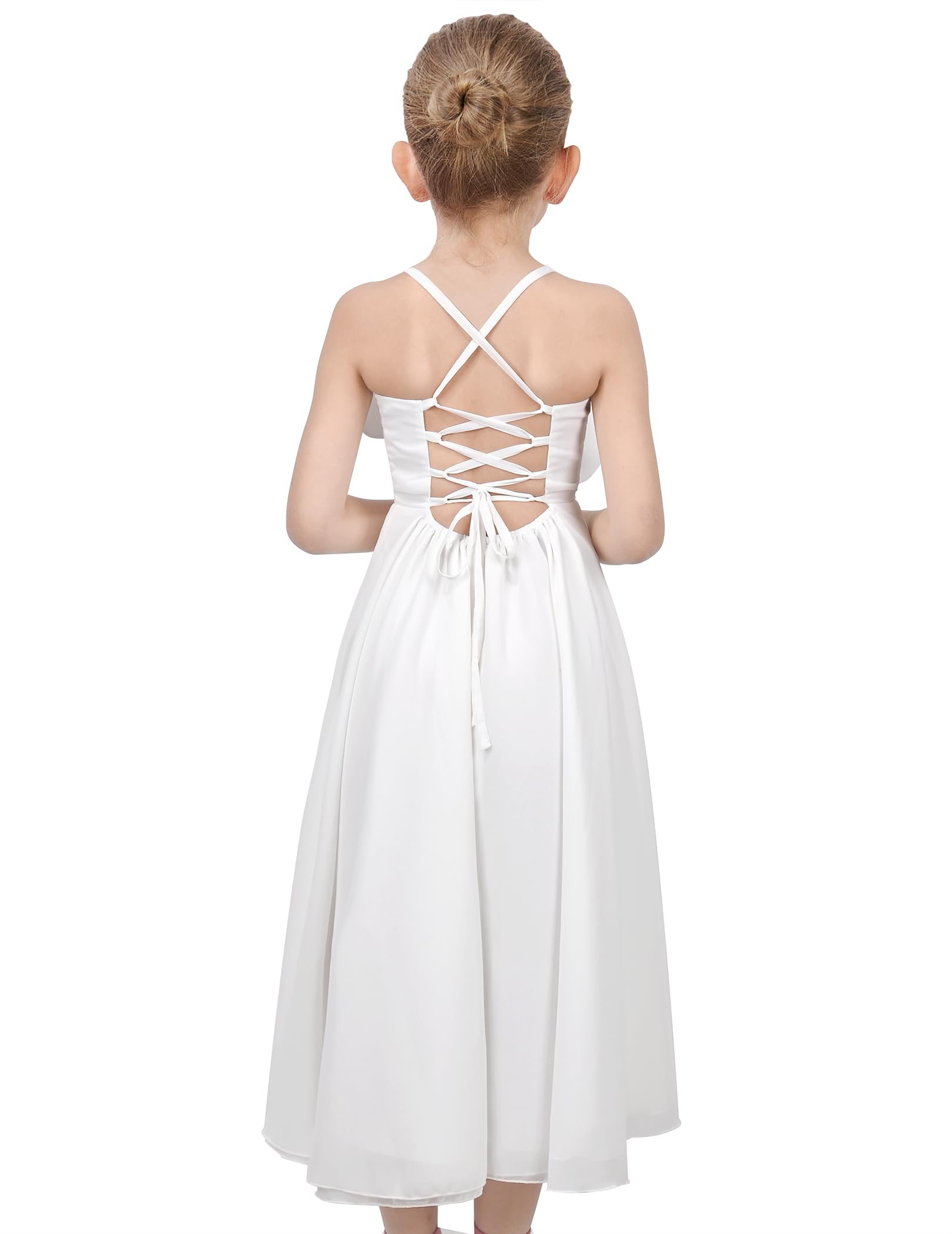 Sunny Fashion Vestito Bambina Fiore Criss Cross Formale Nozze Evento Comunione Pageant 7-14 Anni